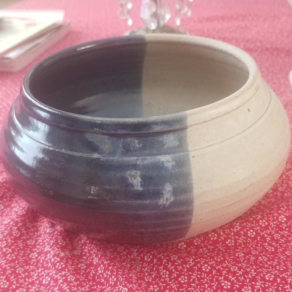 Artisan Blue and Cream Ceramic Bowl